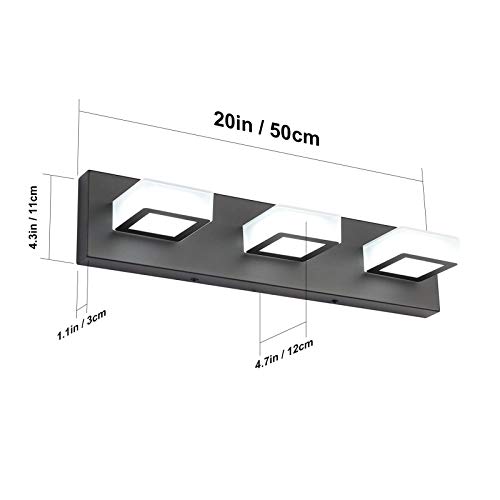 Ralbay LED Modern Black Bathroom Vanity Lights 3 Lights Acrylic Modern Black Bathroom Wall Lighting Fixtures by Ralbay - Image 6