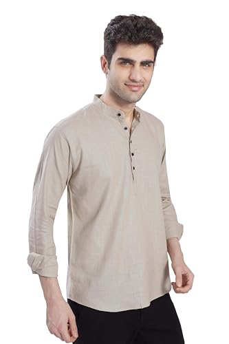 Image of DIVISIVE Men's Slim Fit Full Sleeves Cotton Short Kurta