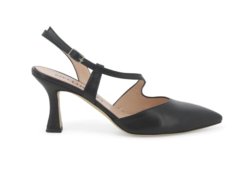 Zapatos decollete Melluso de piel italiana con acabado artesanal negro