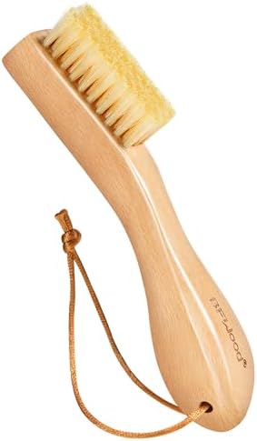 BFWood Laundry Stain Brush, Natural Soft Boar Bristles, Removes Tough Stains from Delicate Fabrics Like Knits, Cotton, and Linens, Gentle on Fabrics, No Damage