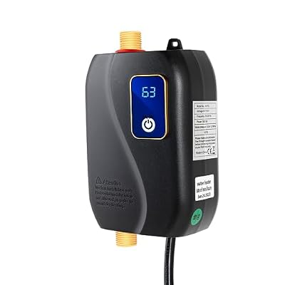 Mini Tankless Water Heater Electric, 3000W 110V Wall Mounted Instant Hot Water Heater w/LED Display, Rapid Water Heating with Waterproof IPX4, Convertible Between Fahrenheit and Celsius (Black)