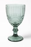 FRANCACOR PACK DE 6 COPA DE CRISTAL COLORES AGUA VINO CALIDAD RELIEVE WAVE (Verde Grisáceo, 300 ml - 17 x 9 cms)