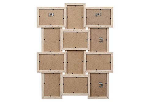 ARPAN Multi Aperture Picture Wooden Photo Frame Holds 12 x 6 x4 Photos, Collage Picture Wall-Mounted Frame (Natural)