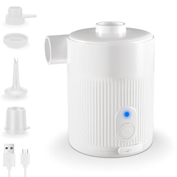 ZAPLIT Pompa ad aria elettrica portatile 2 in 1, gonfiaggio e sgonfiaggio rapido, con ugello esteso e flusso d'aria stabile, 4 ugelli + borsa per materassini e piscina