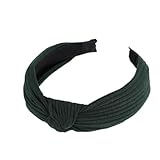 Whakano Damen Stirnband,Geknotetes Einfarbiges Stirnband,Kopfband Haarband,Haarschmuck für Frauen Mädchen,Breit Retro Stirnband Haarreifen,Haarreif für Frauen Mädchen Lieferungen,Dunkelgrün B