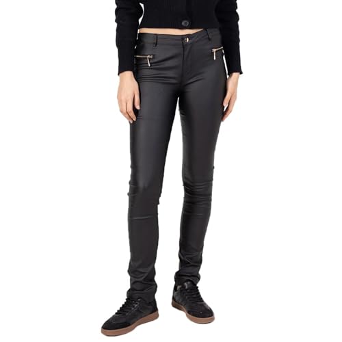 Lusty Chic Damen Kunstlederhose Wet Look Hose Lederoptik mit...