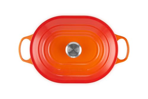 Image of Le Creuset Enameled Cast Iron Oval Casserole with Lid, 3.75 qt., Flame