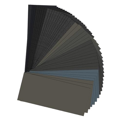 MORLARCO 耐水ペーパー 紙やすり 24枚6種類 1000～10000番 極細目セット 230×93mm サンドペーパー (1000 1500 2000 3000 5000 10000 各4枚入り) 紙ヤスリ 耐水ヤスリ ヘッドライト磨き 金属 木工 DIY作業に キッチンの掃に