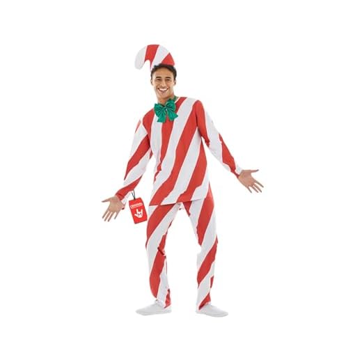 fun shack Candy Cane Adult Costume, Candy Cane Outfit, Candy Costume Adult Men, Mens Candy Cane Costume, Medium