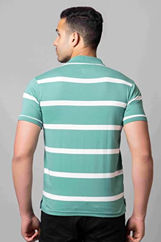 Image of PRORIDERS Half Sleeve Cotton Blend Fabric Collared Regular Fit Men's Polo Striper Tshirt with Pocket for Casual wear