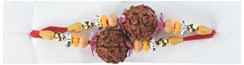 Khandekar Set of 2 Rudraksha Rakhi Thread, Raksha Bandhan Gift for Brother, Fancy Rakhi Bracelet for Bhabhi, Sister, Kids - Assorted Color