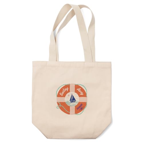 Lantern Press Duxbury, Massachusetts, Dockside Series, Sailing Away, Contour (100% Cotton Canvas Reusable Tote Bag)