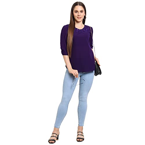 Image of GO-4 IT Women's Top with Cutwork Embroidery in Neck