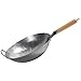 Vinbcorw Wok De Hierro, Plancha De Hierro Asiático, Comida Wok Ca, Wok Grande Y Mango De Madera, Revestimiento Antiadherente, Chino para El Gas, El Wok Original con Mango De Madera,B,36cm