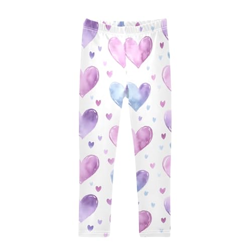 Big Purple Hearts Girls Leggings Athletic Pants Tights Stretch Bottom