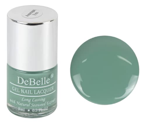 Image of DeBelle Gel Nail Lacquer Asparagus Fern (Sea Green) 8ml Enriched With Natural Seaweed Extract, Cruelty Free, Toxic Free (Glossy Finish)