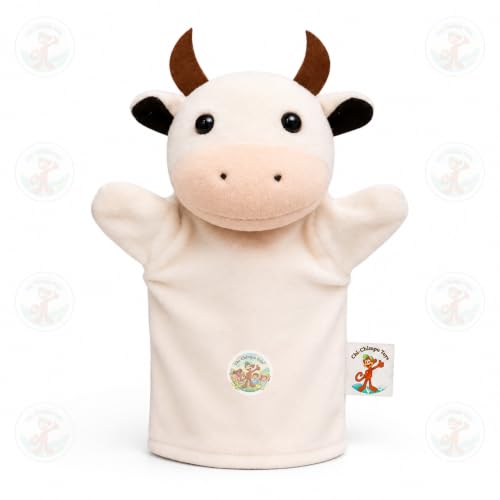 Image of Cow Hand Puppet for Kids | Soft Plush Animal Puppet | Storytelling, Role Play, Preschool Learning Toy | Interactive Educational Puppet for Boys & Girls