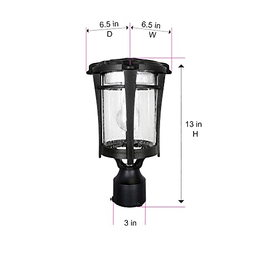 Gama Sonic Aurora Outdoorsolar Lamp Post Light Kit With Ez Anchor In-Ground Auger And Warm White Light 2700K, Black Cast Aluminum, 3-Inch Fitter, 124B50071 #TOP3