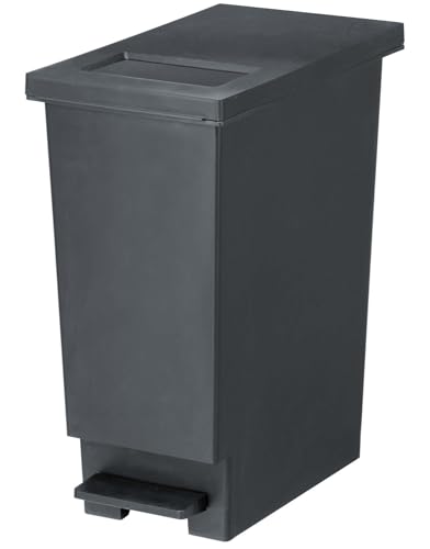 新輝合成 トンボ スウィッシュ ゴミ箱 30リットル 蓋を開けずにごみを捨てられる プッシュタイプ ペダル式 チャコールブラック ふた付き 幅23.5×奥行41.5×高さ49.5cm 日本製の商品画像（Amazon）