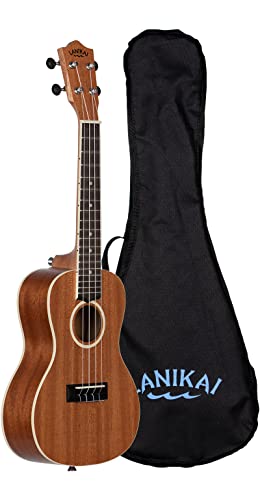 Lanikai LU21-C 4-String Ukulele, Black,Chrome thumb #1