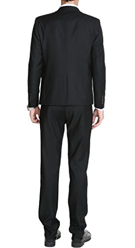MOGU Mens Slim Fit 3 Piece Suit Blazer Jacket Pants and Vest Set US Size Blazer 30/Pants 29 Black