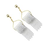 HOLIDYOYO 女性用イヤリングセット ロールペーパーペンダント パール装飾 耐久素材 日常 パーティー用 向け 1ペア