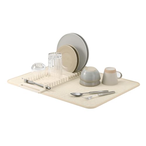 Umbra Udry Dish Drying Rack with Mat Folds Flat for Storage Linen