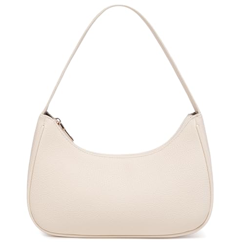 Fashion shoulder Bag for Women's Cute Hobo Tote Handbag Mini Clutch Underarm Purse for Daily Use/Work/Travel/Casual Outings (Lychee Pattern Beige)