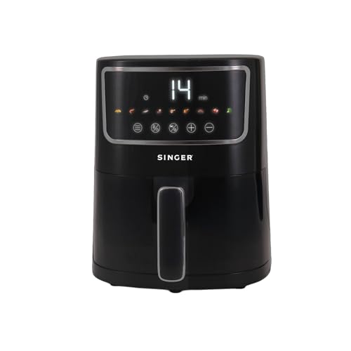 Image of SINGER Electric Airfrio Air Fryer 1350W | 4.4L Basket | 100% Oil-Free Cooking | Digital Display | 10-in-1 Functions | 360 High-Speed Air Circulation | ISI Certified | 2 Years Warranty