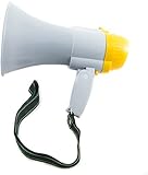 RevolutionLine - Megáfono portátil Profesional con Mango Plegable | con Ajuste de Volumen, Sirena y grabadora de Sonido | Batería 18650 incluida | 25 x 15 cm | Potencia 10W | Amarillo, Naranja y Rojo