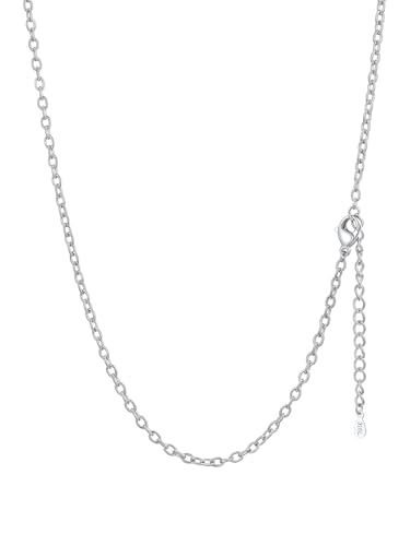 FaithHeart Edelstahl Ankerkette für Damen Mädchen 2,5MM Silber Rolokette 45CM lang Kette ohne Anhänger Gliederkette für Valentinstag Geburtstag Freundschaftskette Schmuck Accessoires