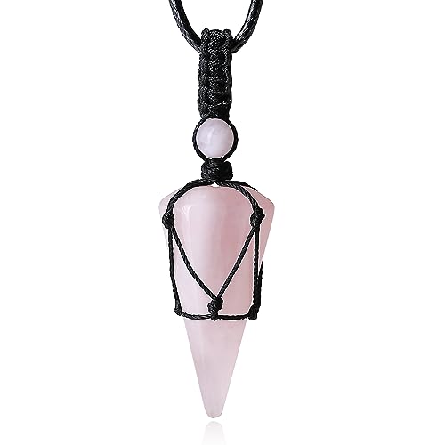 Image of XIANNVXI Healing Crystal Necklace for Men Jewelry Gift | Adjustable Black Rope Natural Gemstone Pendant