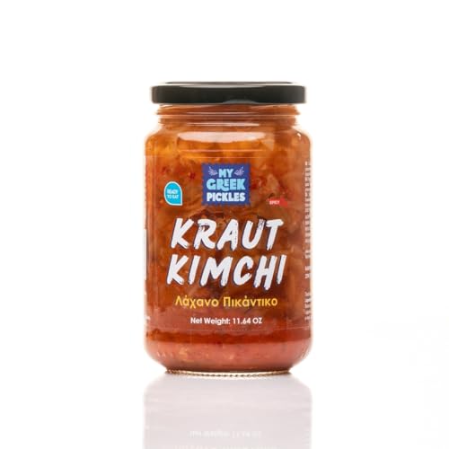 My Greek Pickles Kraut-Kimchi – Col fermentada estilo kimchi, Pack de 2 x 330 g (660 g) – Receta artesanal griega