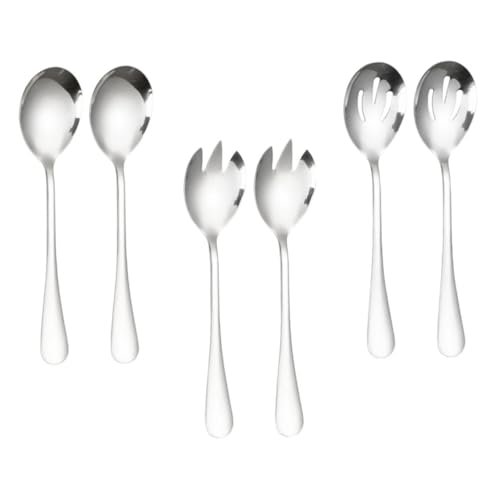 Cabilock Salad Spoon Fork Set Stainless Steel Slotted Spoon Fork Western Style 6 Piece