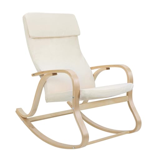 SONGMICS Sessel schwingsessel Schaukelstuhl Relaxstuhl beige LYY30M, 65 x 90 x 98 cm