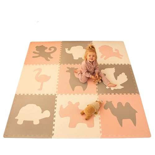 Hakuna Matte Stylische Puzzlematte Baby 180 x 180 cm Afrika, 9 XXL-Platten à 60x60cm – 20% dickere, weichere Puzzlematte für Kinder – schadstofffreie, geruchlose, Pflegeleichte Baby Krabbelmatte