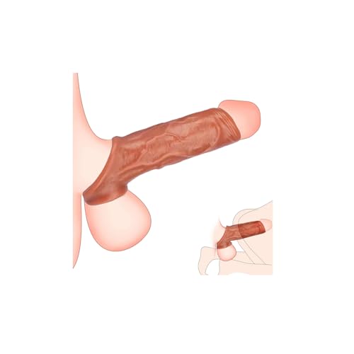 Realistic Cock Sleeve Penis Enlargers for Men Opened Penis Sleeve Delay Ejaculation Pennis Extender Stronger Erection Enhancement for Male Sex Toys Penis Stretcher Dick Enlarger Girth Enhancer