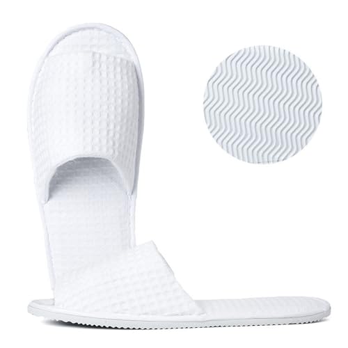 Cosysparks Dedo abierto zapatillas hotel, blanco no desechable zapatillas viaje reutilizable zapatilla casa invitados antideslizante interior zapatilla baño para que los huéspedes viajen a