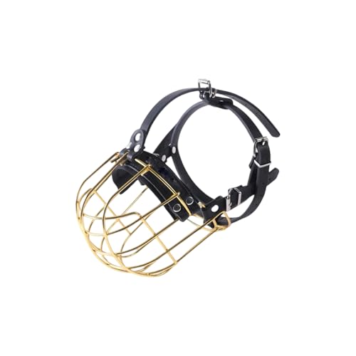 ECMQS Oreja de perro de metal ventilada con cierre de seguridad, plan antimasticación, control de masticación, collar modificable para comodidad moderada, nariz modificable para perros