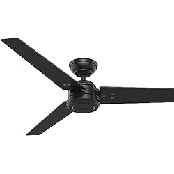 Ventilador Dante Hunter HUNTER FAN, Ventilador de Techo con Control de pared para Interiores y Exteriores, Protos, 3 Aspas Reversibles, Color Negro Mate, 132 cm, Ideal para Verano e Invierno, Modelo 50624