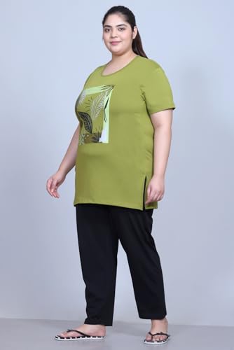 Image of RYSH Women's Printed Cotton Plus Size Longline T-Shirt with Pockets | Cotton fabric - soft longline T-shirt with easy plus-size fit