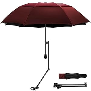 Wilray UPF 50+ Burgunderrot Sonnenschirm mit Klemme