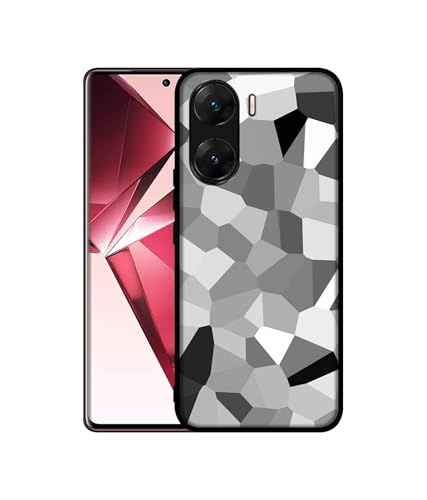 Image of Black & White Mathematical Shape Design Premium 2D Printed Metal Back Case Cover for Vivo V29E 5G