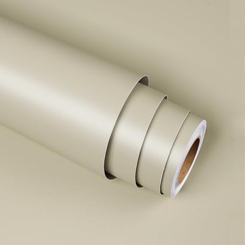 Stickyart Papier Peint Autocollant Beige 30cm x 400cm Film Adhésif pour Meuble Revetement Adhesif Meuble Imperméable Amovible Uni-Colore pour Salle de Bains...