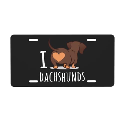 License Plate Dachshund Lovers Heat Decorative Car Front License Plate,Vanity Tag,Metal Car Plate,Aluminum Novelty License Plate for Men/Women/Boy/Girls Car,6 X 12inch