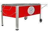 La Caja China Model #1-70 LB Pig Roaster, Outdoor Barbecue & Rotisserie Grill, Metal Jacket Red