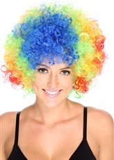 REALPACK CURLY AFRO FANCY DRESS WIGS FUNKY DISCO CLOWN STYLE MENS/LADIES COSTUME (MULTICOLOUR)