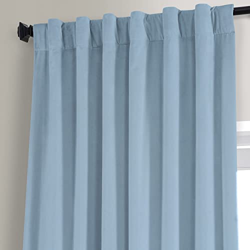Image of HPD Half Price Drapes Signature Plush Velvet Blackout Curtains for Bedroom (1 Panel), 50W X 96L Hotel Black Out Curtains for Living Room, Thermal Insulated Blackout Curtains for Windows, Starry Blue