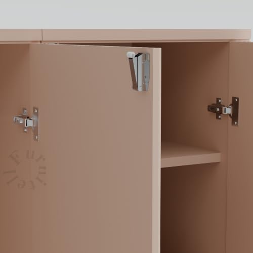 Image of 3 Door Wardrobe Almirah for Bedroom, 72 Inch | Premium HDHMR Wooden Cupboard with Hanging Rod & Storage Compartments | Fluted Push-to-Open Clothes Organizer Cabinet | Taupe Finish