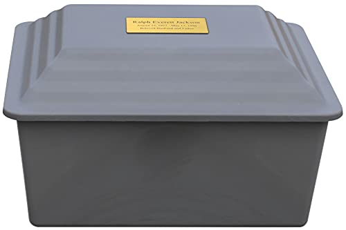 LegacyGuard Durable Polymer Burial Urn Vault for One Cremation Urn - Ground Burial Protection - Gray - Made in the United States (Gray with Nameplate)